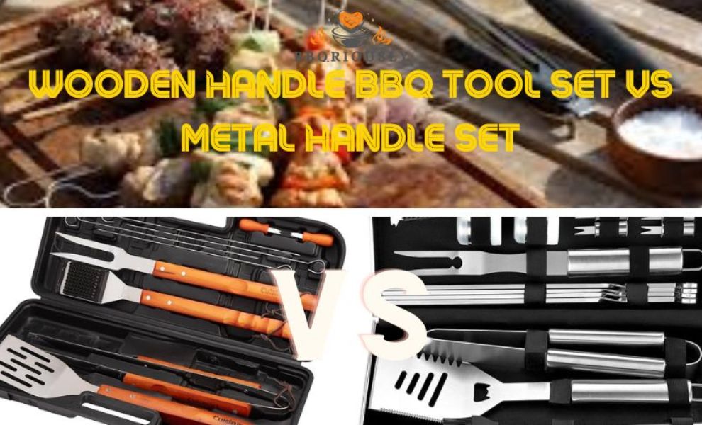 wooden handle bbq tool set vs metal handle set